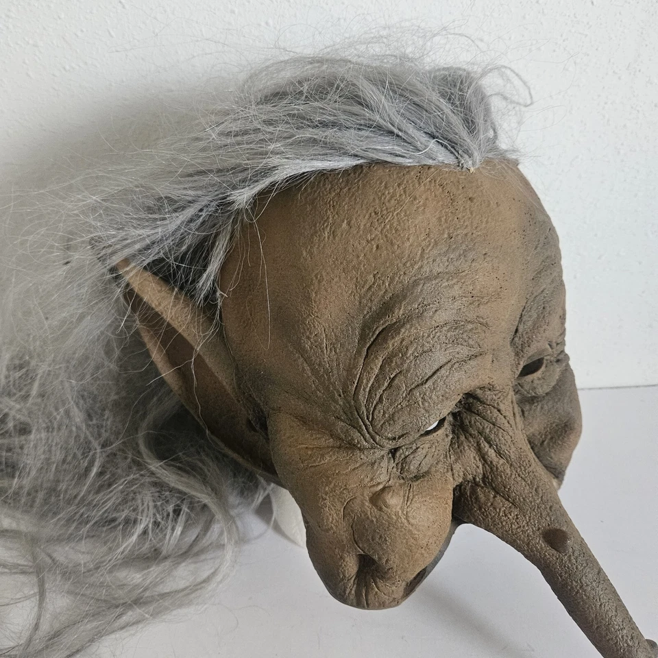 VTG Old Man Halloween Mask Paper Magic Group Latex Pointed Nose Ears Warts 1996 - Image 4 of 4
