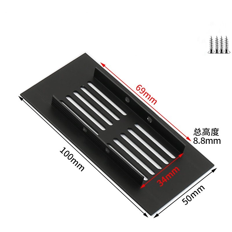 Black Alloy Rectangular Air Vent Cover Soffit Vents Return Vent Grille Ventilation Cover For Cabinets Wardrobes Shoe