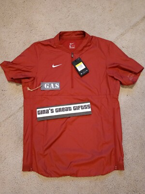 2016 Nike Shield 1/4 Zip Crimson Red S/S Coaches Jacket Sz