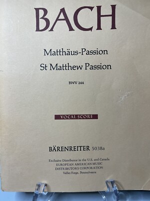 MATTHAUS-PASSION   ST  MATTHEW PASSION BWV 244 Vocal Scorre