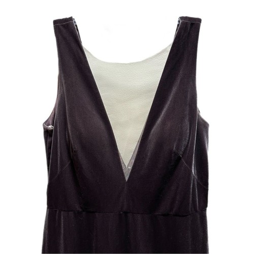 Jenny Yoo Logan Velvet Deep V Neck Gown Dark Purple Size 14 - Picture 12 of 15