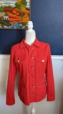 CAbi 727 Jacket Ruffle Back Taylor Jacket Red StyleButton Closure Sz Medium M