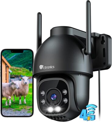 ctronics 3G/4G LTE Überwachungskamera Aussen mit SIM Karte, PTZ Kamera Schwarz