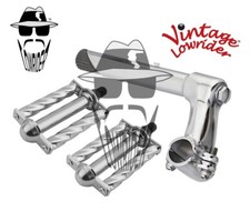 Vintage Lowrider Stem 2-Screw 22.2 Chrome Pedals Square Twisted 1/2" Chrome