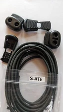 No Tie SLATE Elastic Shoelace Lock Laces Shoe Strings Locking Toggle