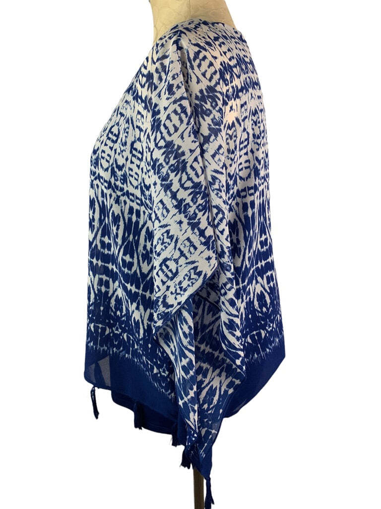 Medium Petite Ruby Rd Blue White Lined Sheer Wome… - image 3