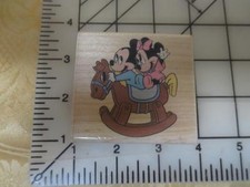 Rocking Horse Babies Mickey  Minnie wm rubber stampDisney Rubber Stampede nn 