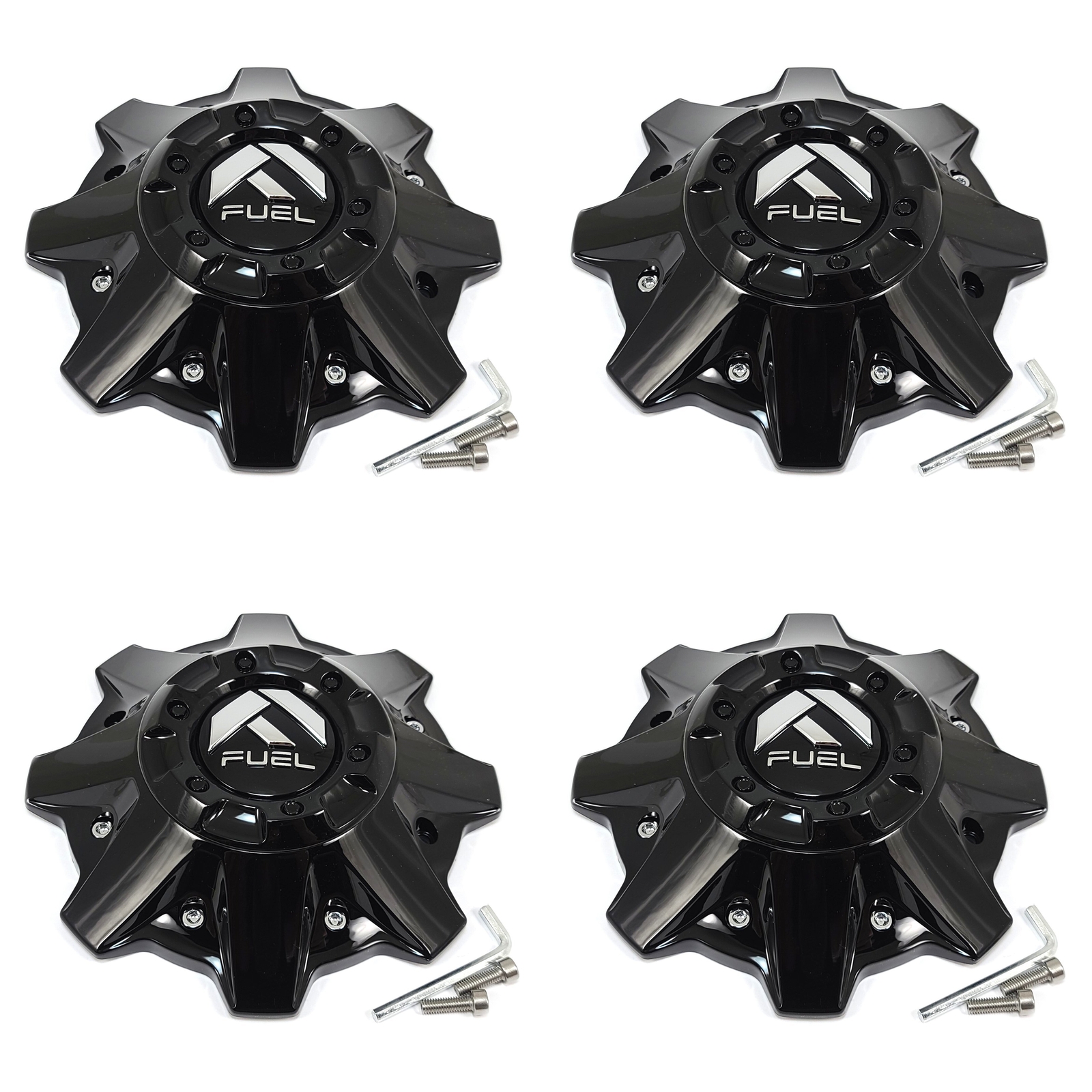 4 Fuel OffRoads Black Center Caps for 8L Krank D516 Octane D509