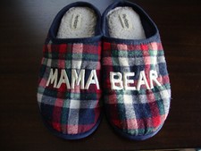 WOMENS DEARFOAM COZY COMFORT MAMA BEAR PLAID SLIPPERS-SZ.9-10