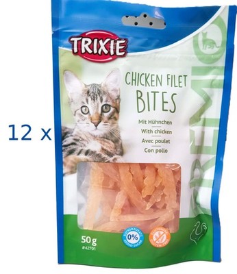 Trixie Chicken Filet BITES mit Hühnchen: 12 x 50 g ( 43,25 /kg) Katzen Leckerlis