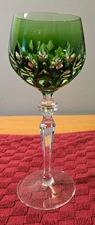 AJKA Bohemian Cut-to-Clear Crystal Wine Glass – Green Overlay