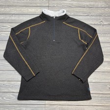 Kuhl Alfpaca Fleece Sweater Mens Sz M Brown 1/4 Zip Pullover Long Sleeve Outdoor