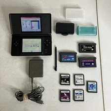 Nintendo DS Lite Black Bundle W/ Charger, 8 Games, Kart & Stylus - READ DETAILS
