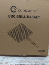 BBQ Grill Basket Stainless Steel Grilling Baskets Long Handle BBQ Rack Meat 
