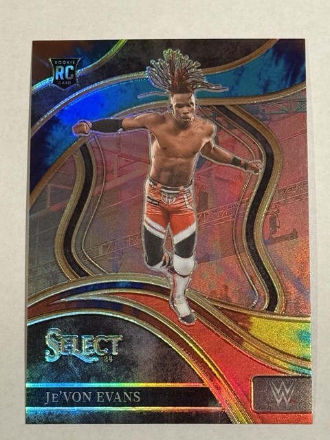 2024 Panini Select WWE Je’Von Evans Ringside Rookie Tie Dye Prizm 25/25 RC SSP