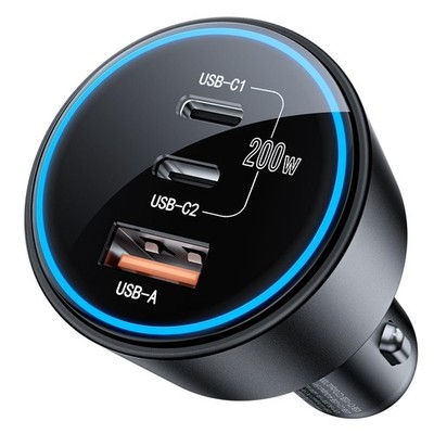 Fast Charging USB C Car Charger 200W, Dual PD 100W Adapter for iPhone, Galaxy, L