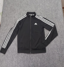 Adidas Primegreen Track Jacket Womens Small Black White 3 Stripe Primegreen Zip