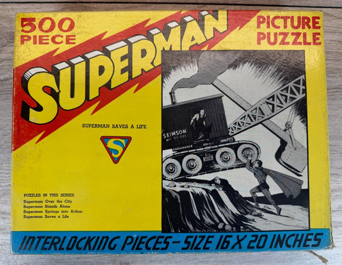 Vintage Superman Stands Alone Picture Puzzle 1940 Saalfield Interlocking 498/500