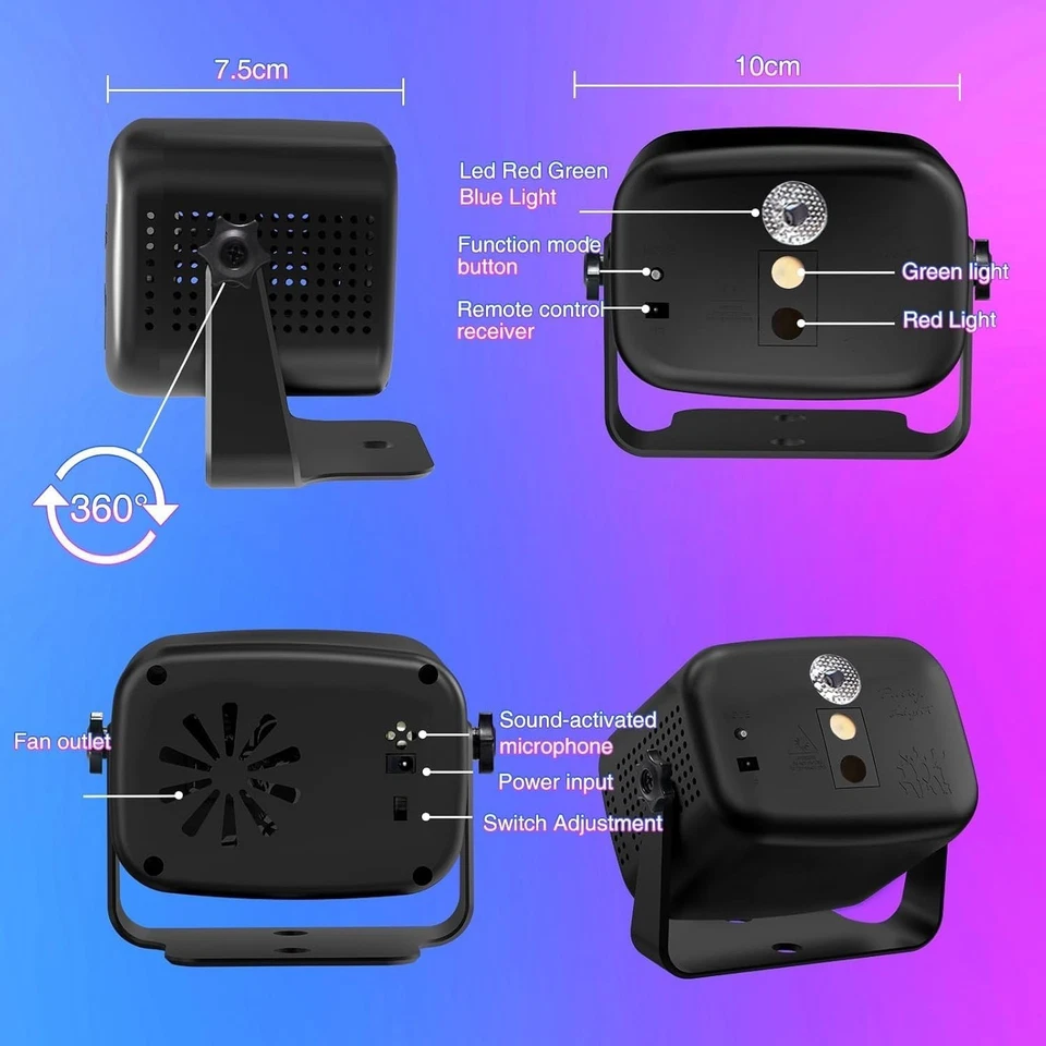 Mini Disco Party Light RGB Strobe with Remote 60 Effects for Kids Clubs Wedding - Image 4 of 4