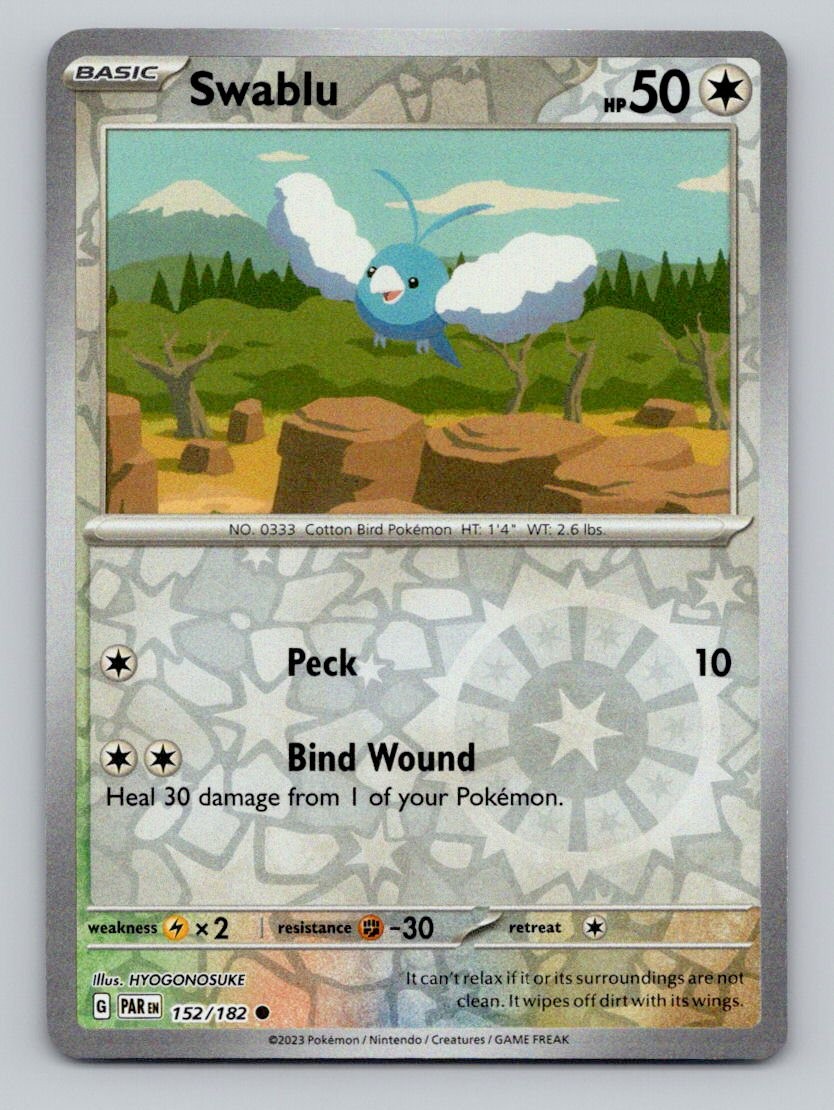 Swablu 152/182 Common Paradox Rift Pokemon Reverse Holo Near Mint