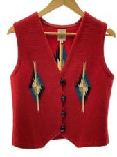 ORTEGA  S Knit Vest Thick Chimayo S Wool Red Used