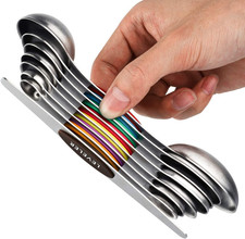 Magnetic Measuring Spoons Set of 8 Stainless Steel Dual Sided Stackable Measurin