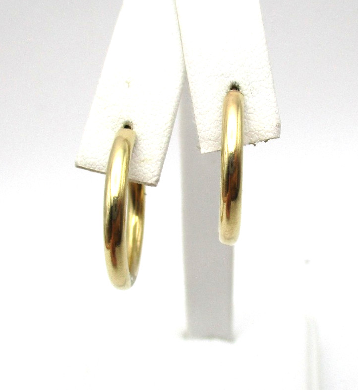 14K Yellow Gold Hoop Earrings .90" 2.4 Gr [E371]