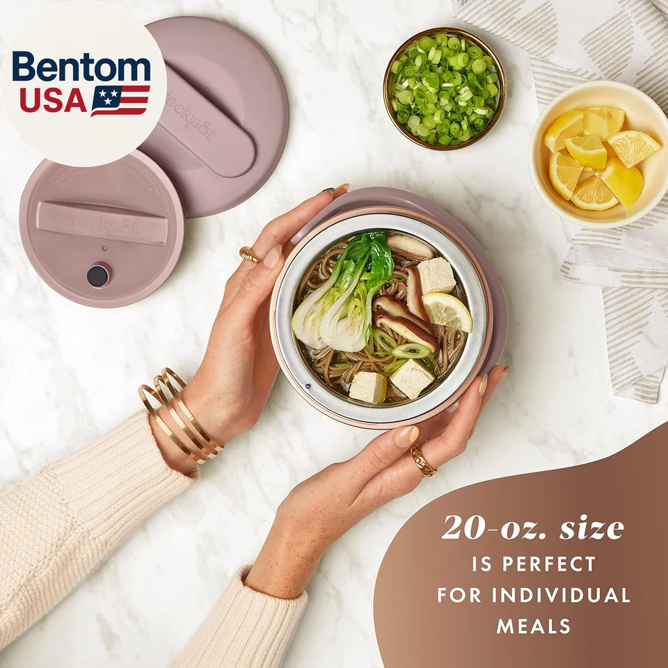 Электрический ланч-бокс 20 унций, портативный подогреватель пищи, розовый румянец | идеально подходит для путешествий - Изображение 2 из 4