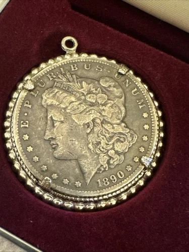 1890-CC Original & Tested Morgan Silver Dollar VG with Bezel-Bezel Isn’t Silver