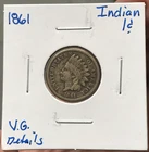 1861 1C Copper-Nickel Indian Head Cent VG Details