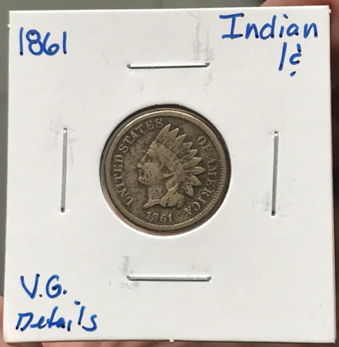 1861 1C Copper-Nickel Indian Head Cent VG Details
