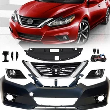 Primed Bumper Cover Upper Grille Fog Light Kits For Nissan Altima 2016 2017 2018