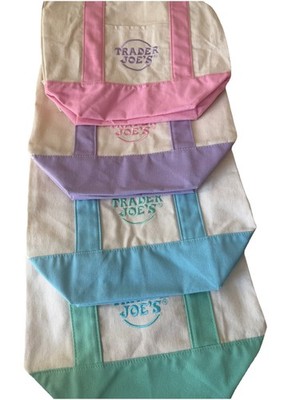 Limited Edition Trader Joe's Multicolor Foldable Tote Bags Set of 4