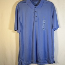 IZOD Men's Golf Polo Shirt XL Blue Check Short Sleeve Polyester Easy Care