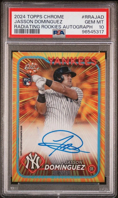 2024 Topps Chrome PSA 10 Jasson Dominguez RC Radiating Rookies ON CARD AUTO /23