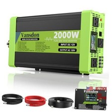 W Pure Sine Wave Inverter 12V DC to 120V AC Inverters for RV,Truck, Solar, 2000