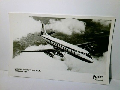 Flugzeuge. Vickers Viscount 803, K.L.M., Sept. 1957. Ansichtskarte / Reprint s/w