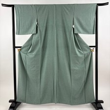 JAPANESE KIMONO FINE PATTERN LIGHT GREEN 161cm 5 ft 3 in PURE SILK B2059