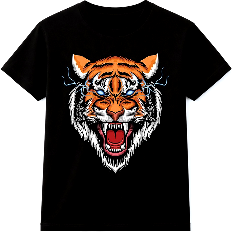 Tiger T Shirt Roaring Big Cat Graphic Tee Fierce Wild Animal Streetwear Top