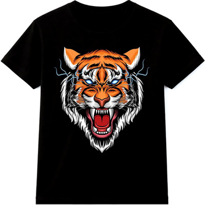 Tiger T-Shirt Roaring Big Cat Graphic Tee Fierce Wild Animal Streetwear Top