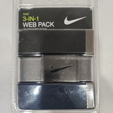 Nike Golf 3-In-1 Web Pack Belts, One Size Up To 42, Black, Gray, Blue DS5006902X