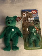 RARE LOT Beanie Baby Erin W/teenie baby Erin In Box With Tags RETIRED