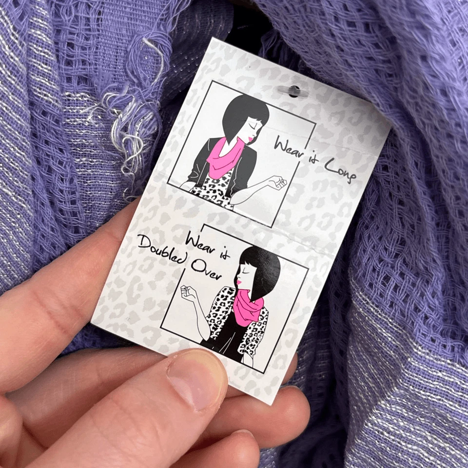 Cejon Light Purple Silver Infinity Scarf Rayon New With Tags - Image 2 of 4