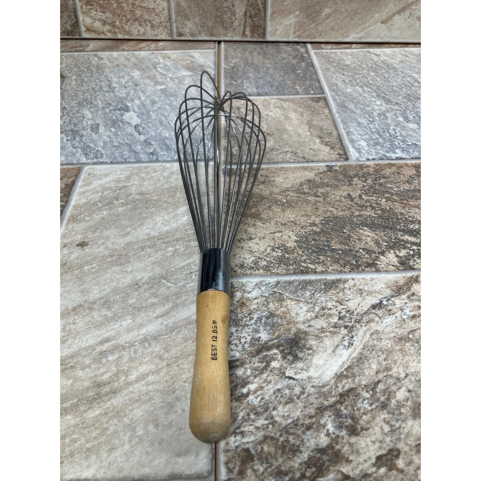 Best Manufacturers 12 BSW Balloon Whisk Wood Handle Stainless Steel USA 12 Inch