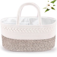 Diaper Caddy Organizer, Boho Rustic Cotton Rope Nursery Baby Basket, Changing...