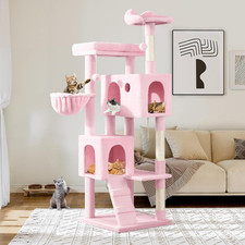 64 Inches Cat Tree Tower/Multi-Level Activity Center for Indoor Big Felines/2 Pl
