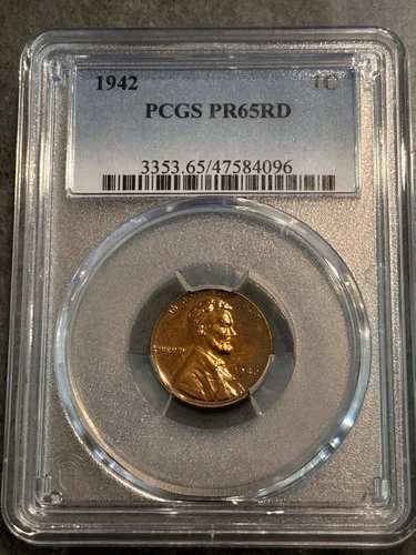 Photo of a 1942-P Lincoln Wheat Cent Proof from an eBay listing that sold on Jul 17, 2026