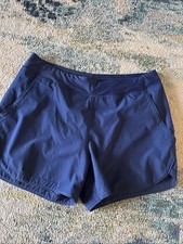 Womens Lands End Brief Swim Shorts W/Briefs Underneath 18 Navy Blue