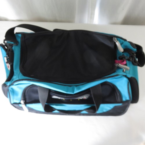 B.U.M Bum Equipment Teal Nylon Gym Bag Duffle Bag Carry On Luggage Vintage 90s - Picture 4 of 9