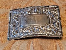 Vintage Metal Silver Chrome Belt Buckle Made In Britain